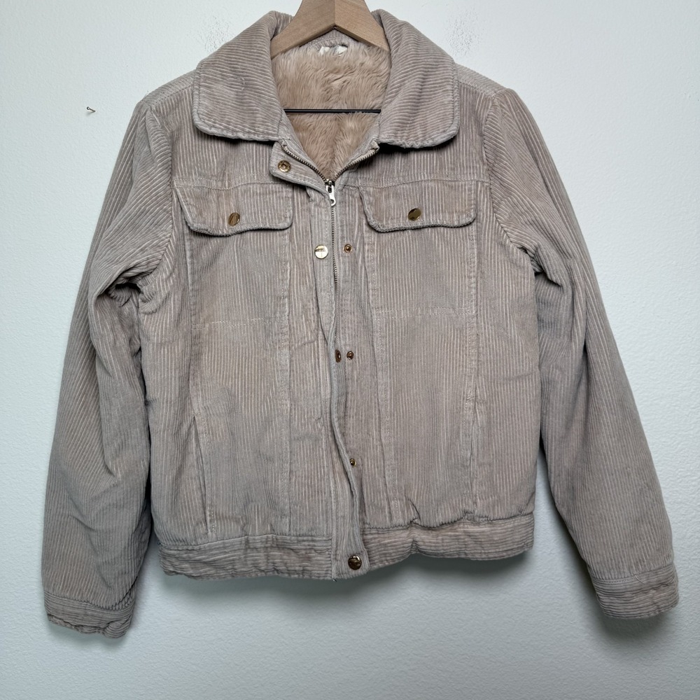 Sky & Sparrow Women Corduroy Sherpa Lined Jacket Medium Brown Trucker‎ Western